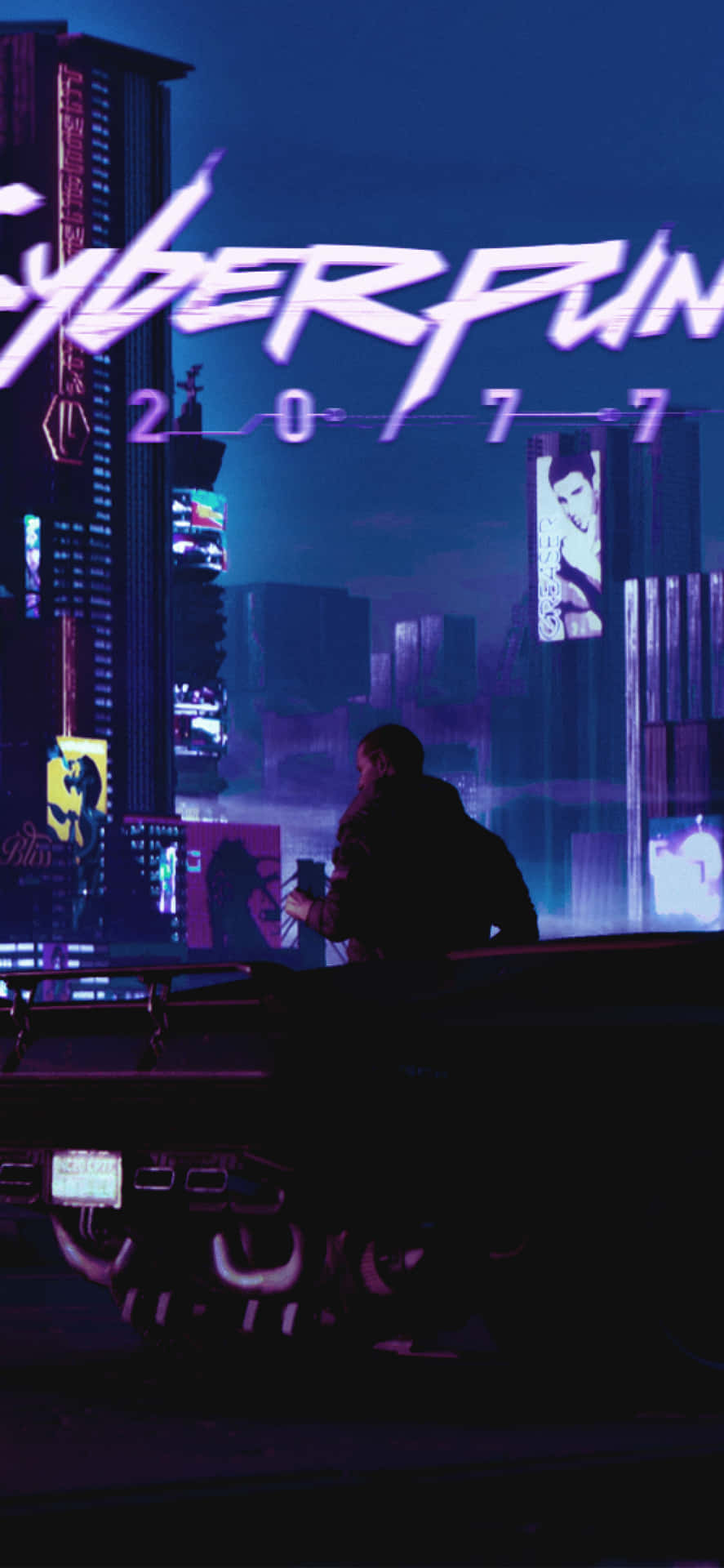 iPhone XS Max Cyberpunk 2077 Dark City Bakgrund Tapet