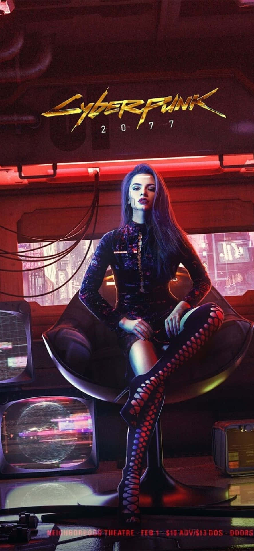 Sfondoper Iphone Xs Max Di Cyberpunk 2077 Con Una Donna Cyborg.