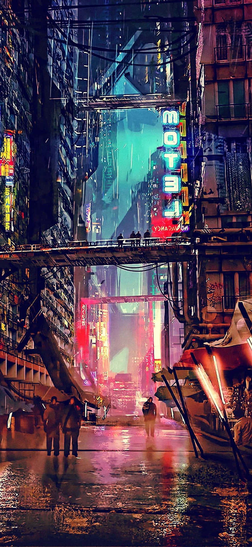 iPhone XS Max Cyberpunk 2077 Wet Street Background