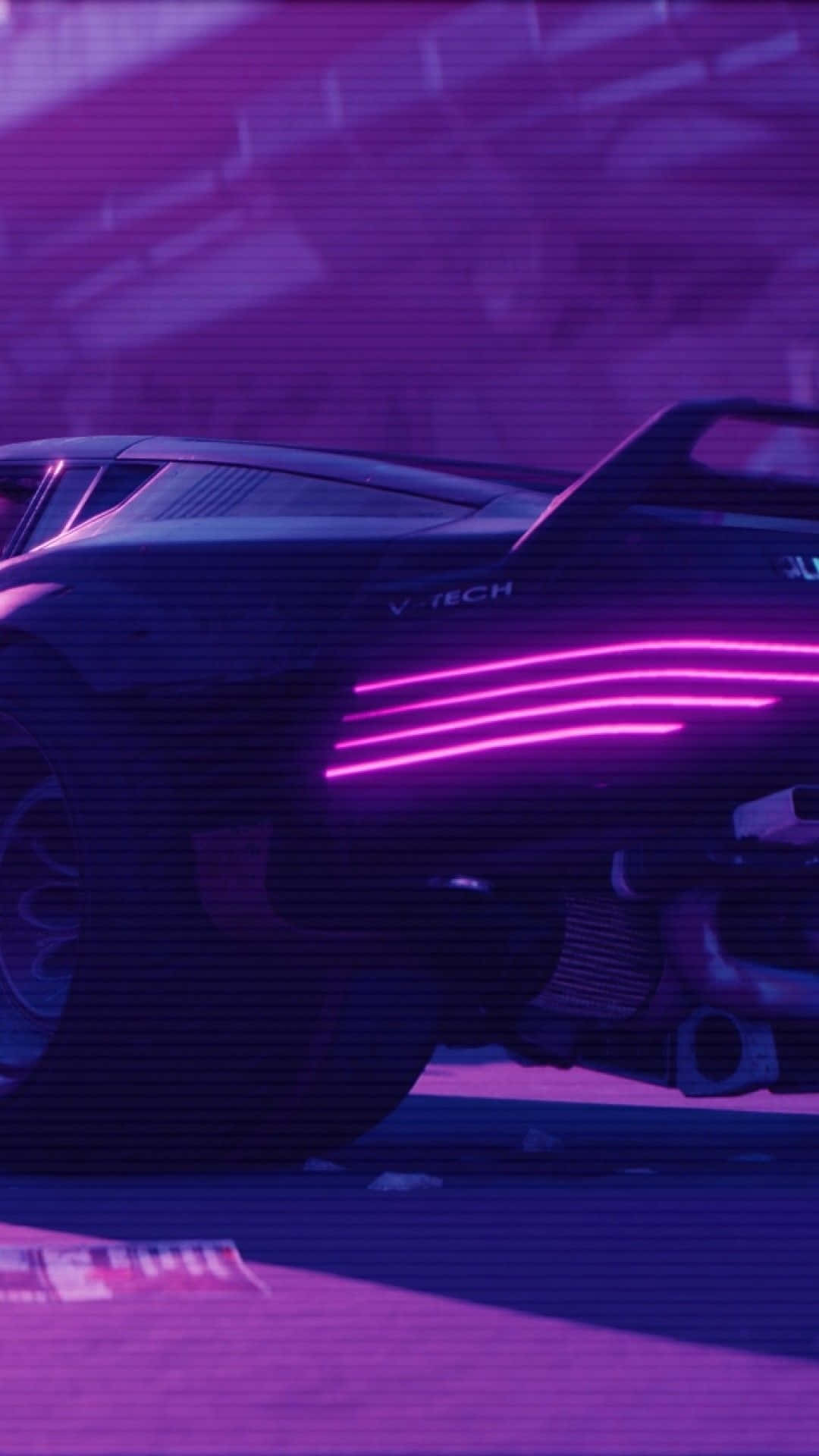 iPhone XS Max Cyberpunk 2077 Neon Purple Car Background