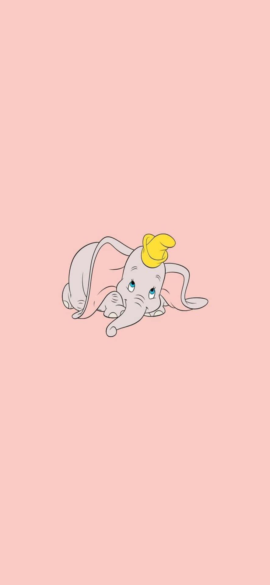 An Elephant With A Yellow Hat On A Pink Background