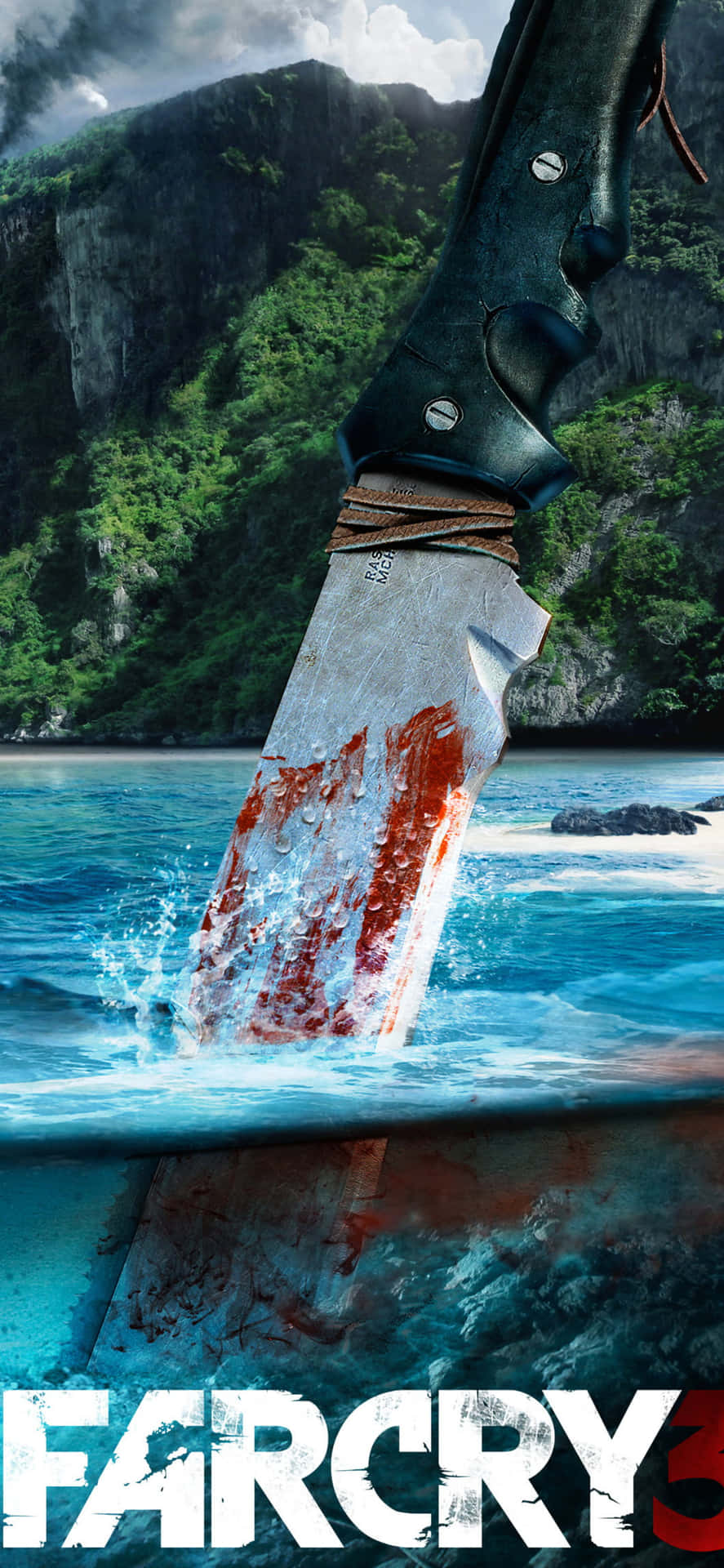Iphonexs Max Bakgrundsbild Från Far Cry 3 Med Kniven På Rook Island.
