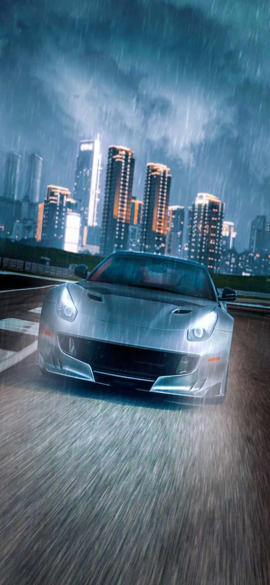 Iphonexs Max Ferrari Hintergrund Ferrari Im Regen Bei Nacht