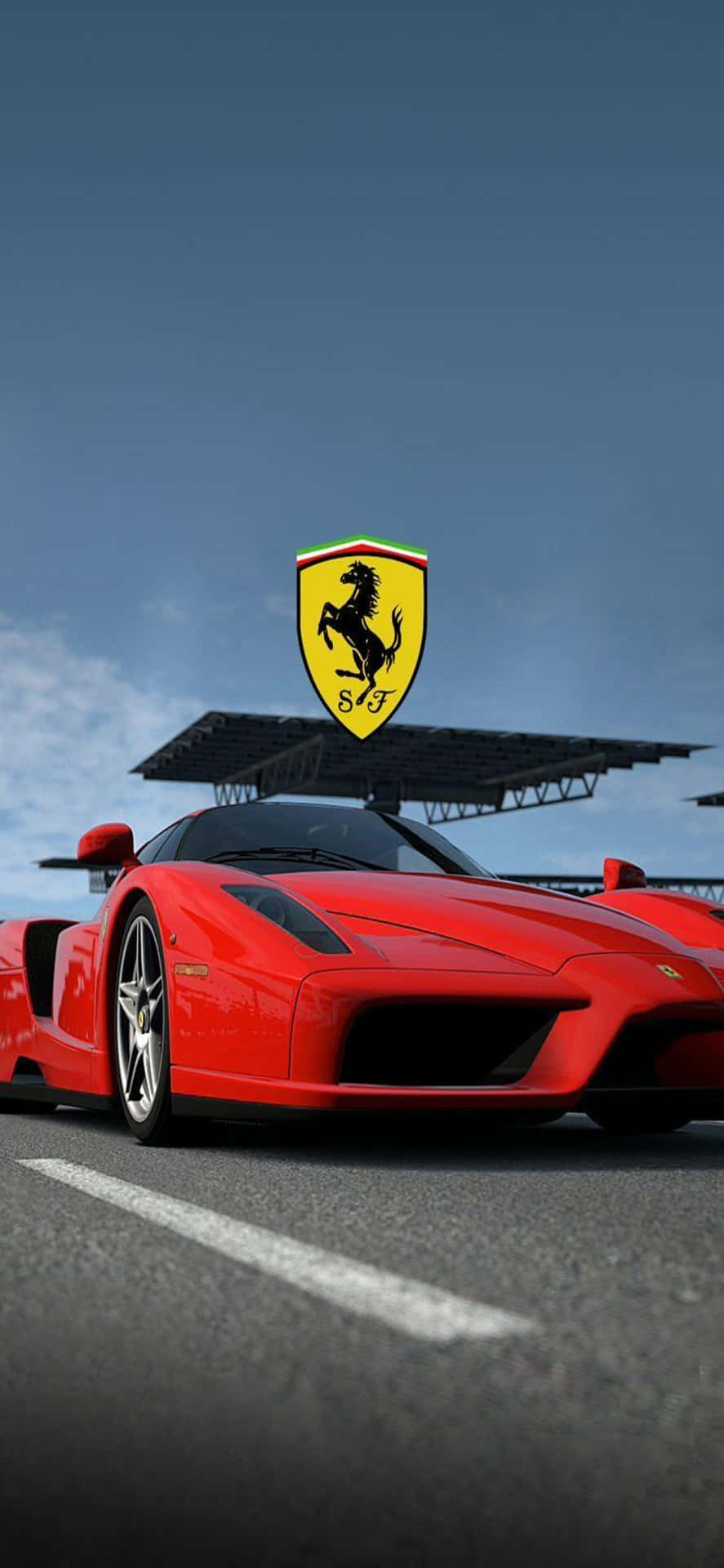 Iphonexs Max Ferrari Bakgrund, Röd Ferrari Enzo Med Logotyp.