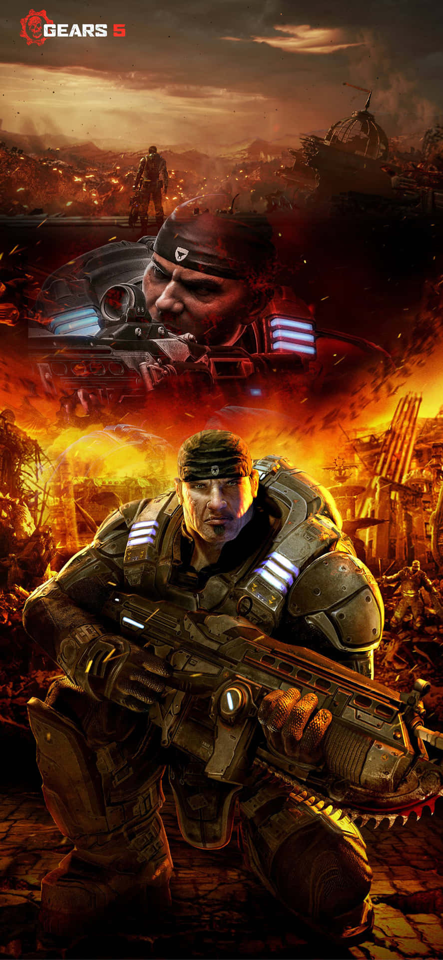 Caption: Energetic Gears of War 5 Game Wallpaper for iPhone XS Max