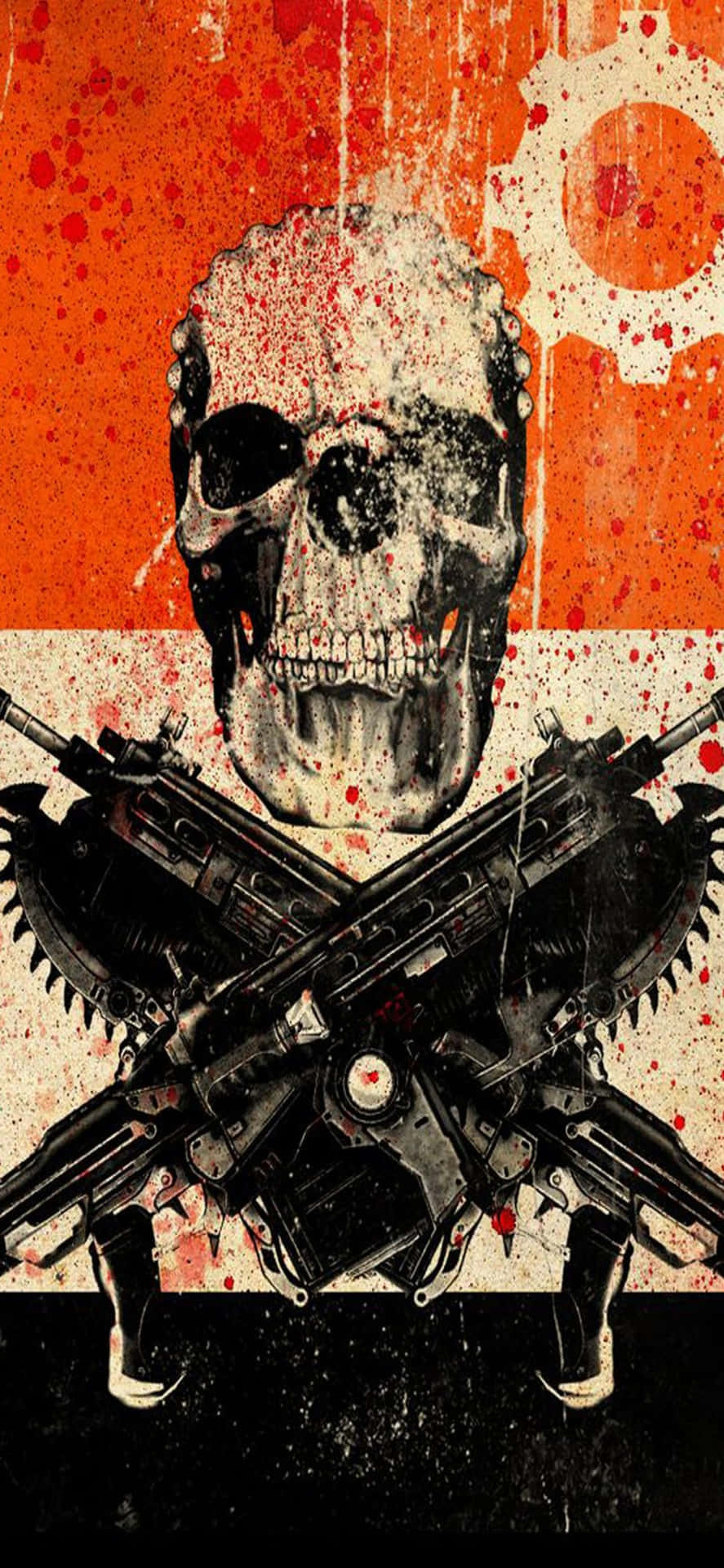 A Skull With Guns On It And Blood On It