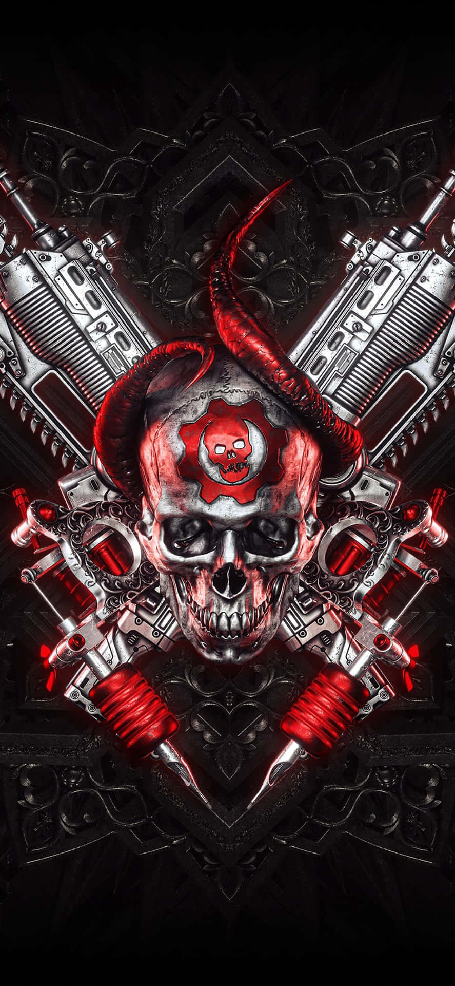 Iphone Xs Max Gears Of War 5 Red And Silver Background
