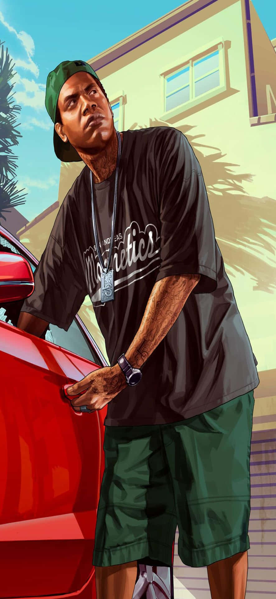 Iphonexs Max Bakgrundsbild Med Grand Theft Auto V Med Lamar Davis.