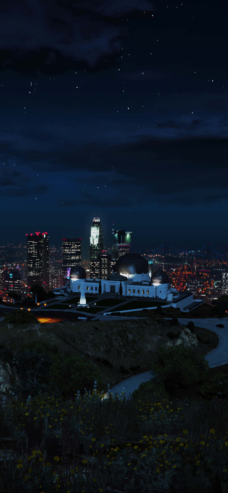 Iphonexs Max Bakgrundsbild Från Grand Theft Auto V I Los Santos Nattetid.
