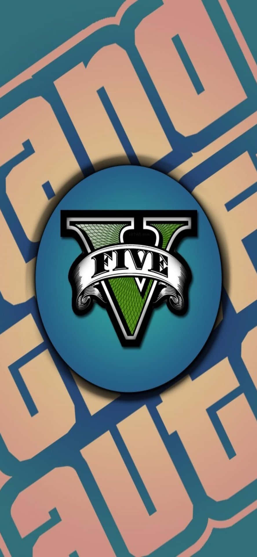 Sfondoper Iphone Xs Max Di Grand Theft Auto V Con Poster Blu Del Logo.