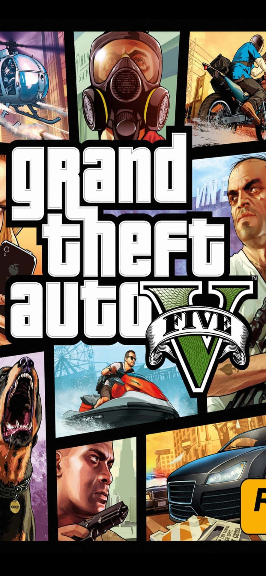 Iphonexs Max Bakgrundsbild Med Grand Theft Auto V Fotocollage Affisch.