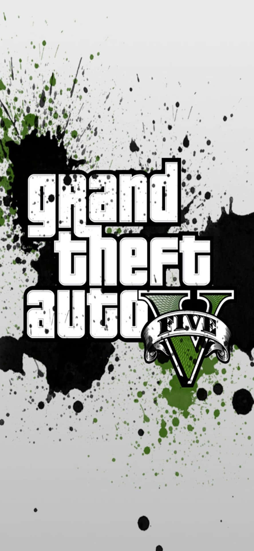 Iphonexs Max Bakgrundsbild Med Grand Theft Auto V Och Svarta Fläckar Som Affisch.