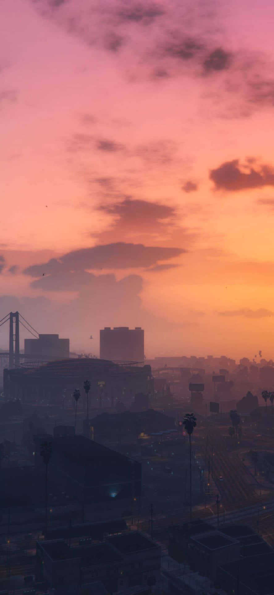 Iphonexs Max Bakgrundsbild Med Solnedgångsscenen Från Grand Theft Auto V.