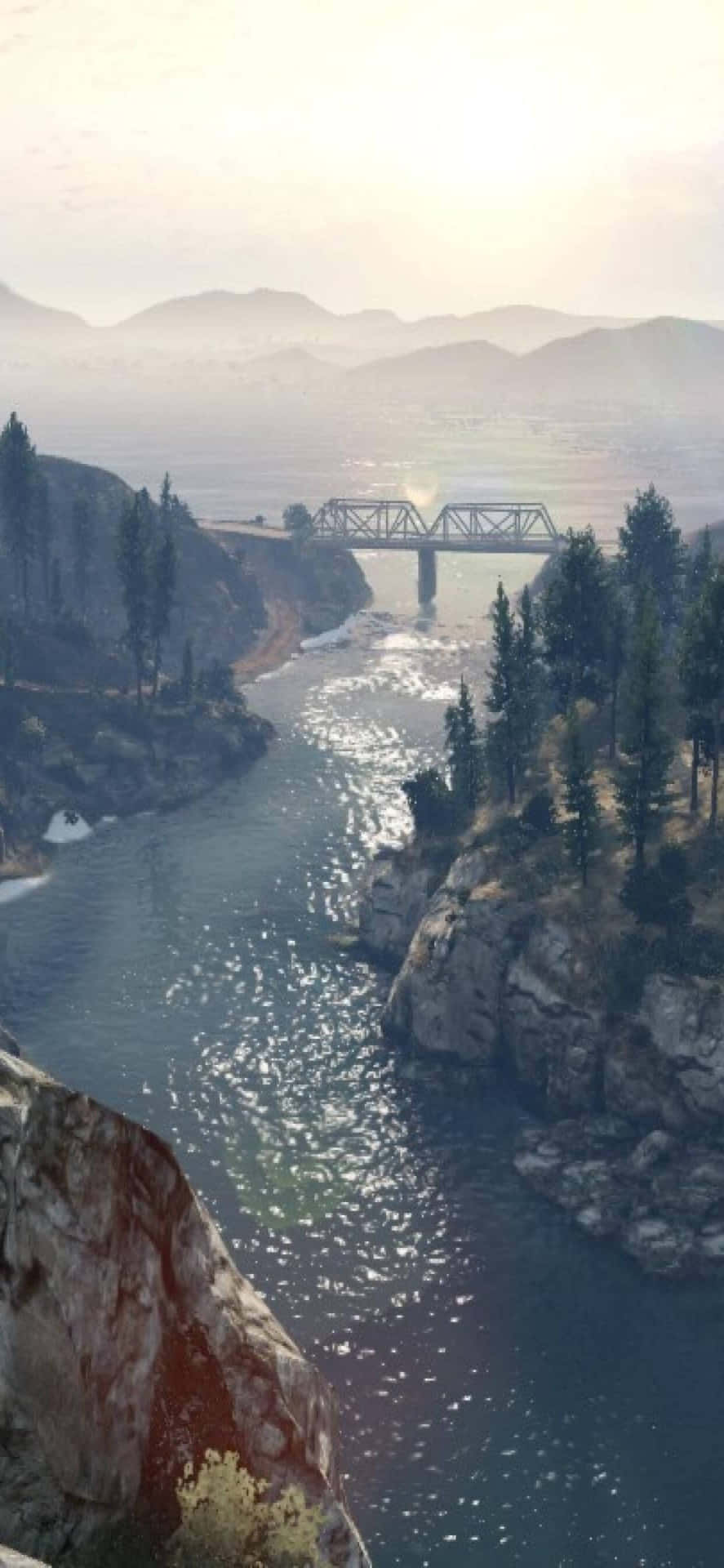 Iphonexs Max Bakgrundsbild Från Grand Theft Auto V, Los Santos River.