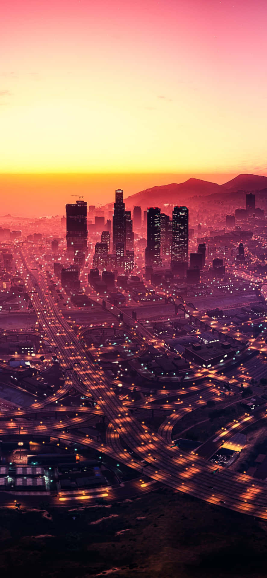 Iphonexs Max Grand Theft Auto V-bakgrund, Där Los Santos Lyser Upp Med Ljus.