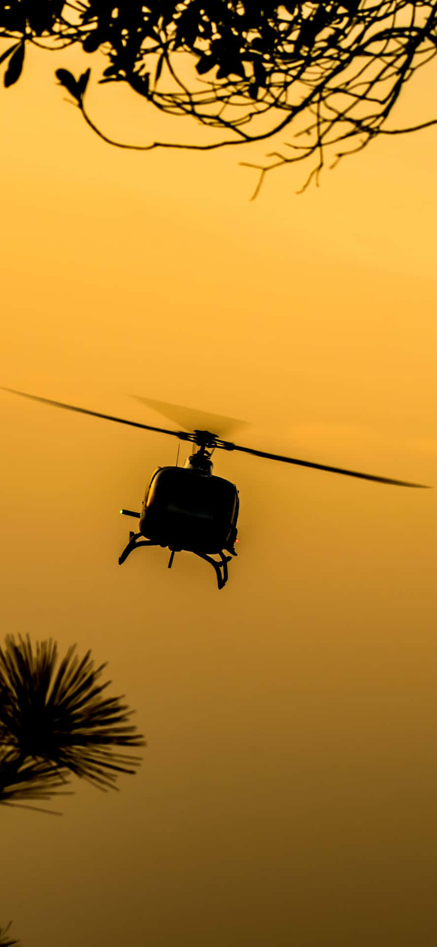Et luftfoto af en elegant helikopter, der bærer den nye iPhone Xs Max.