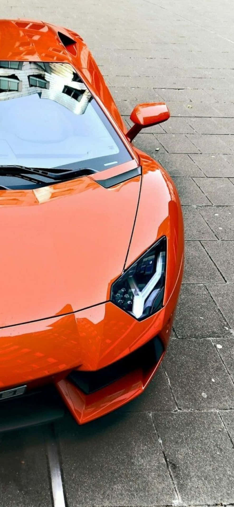 Iphonexs Max Bakgrund Med Lamborghini Orange Aventador.