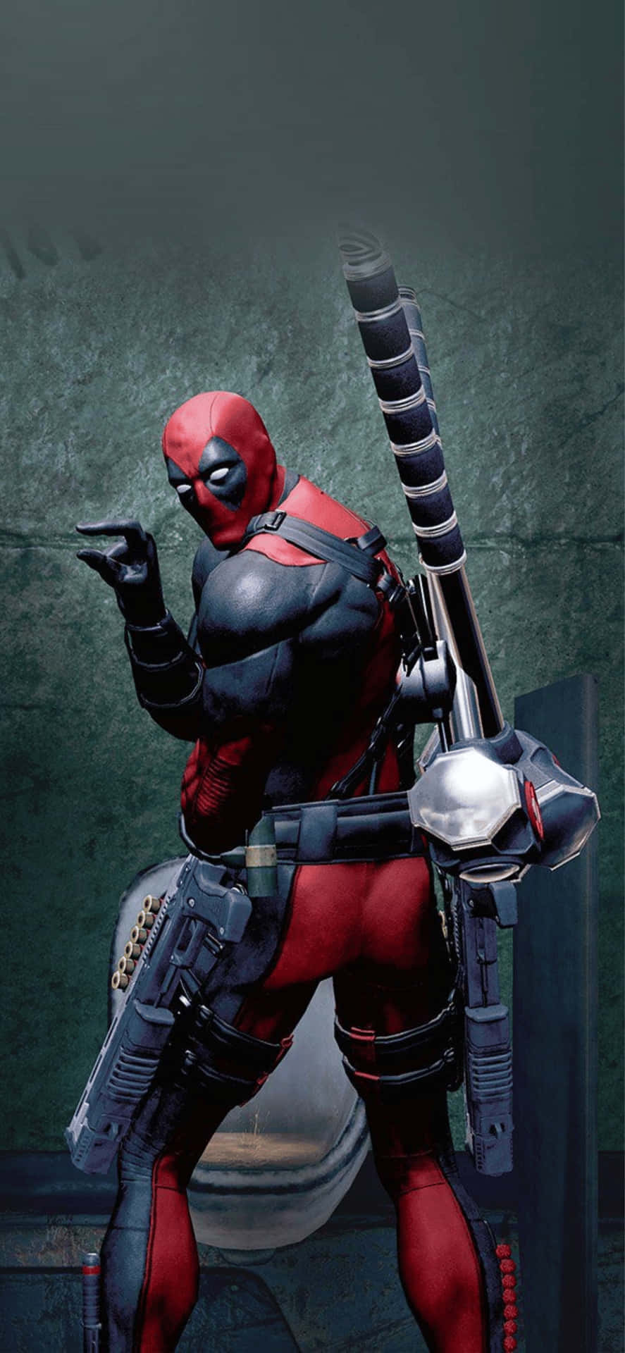 Iphonexs Max Bakgrund Med Marvel Superhjälten Deadpool.