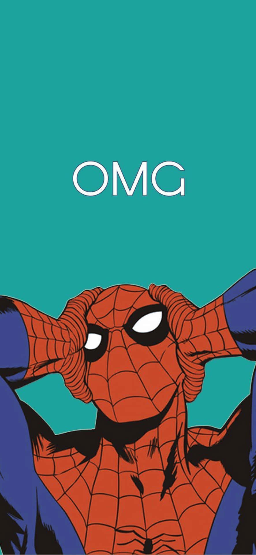 Iphonexs Max Med Teal-bakgrund Och Marvel Spiderman-tema.