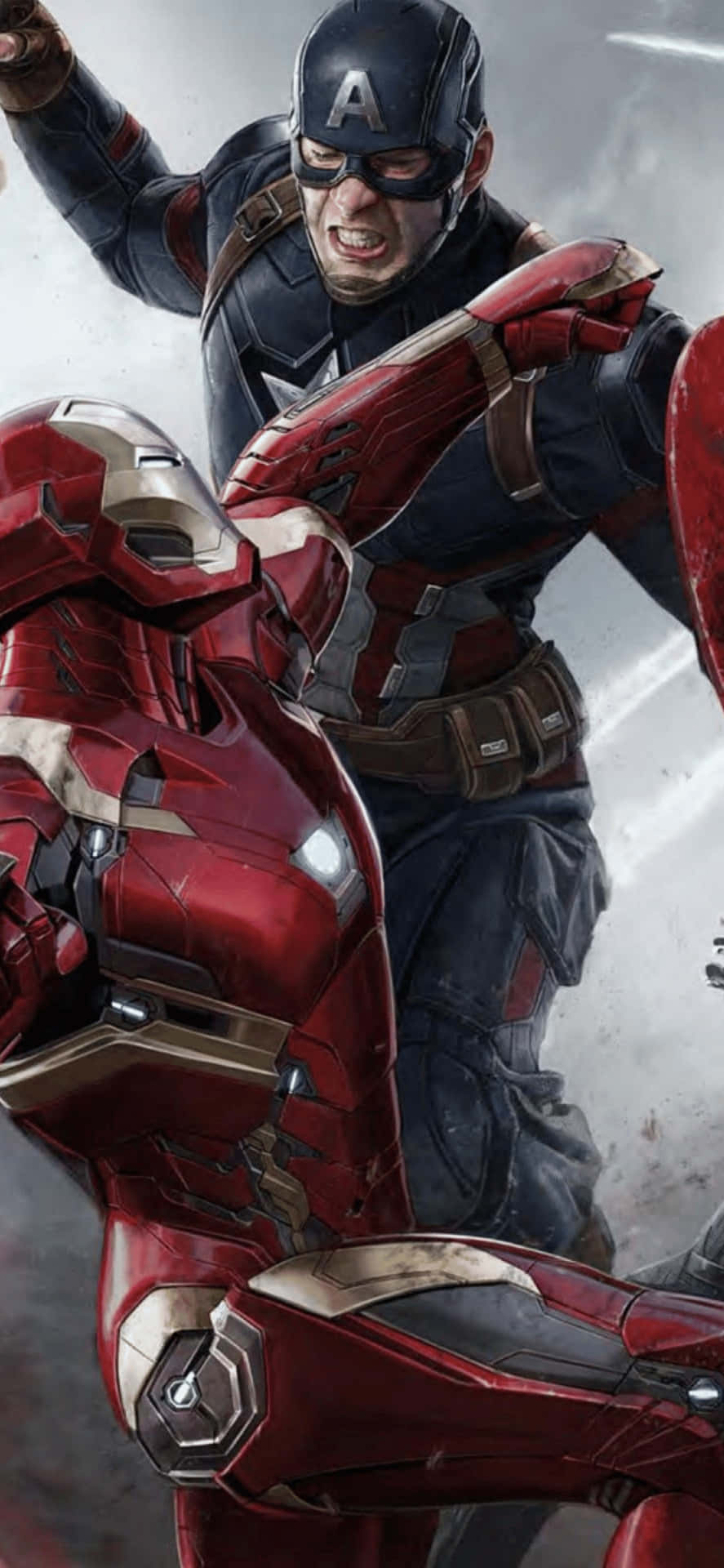 Iphonexs Max Bakgrund Med Marvels Iron Man Och Captain America