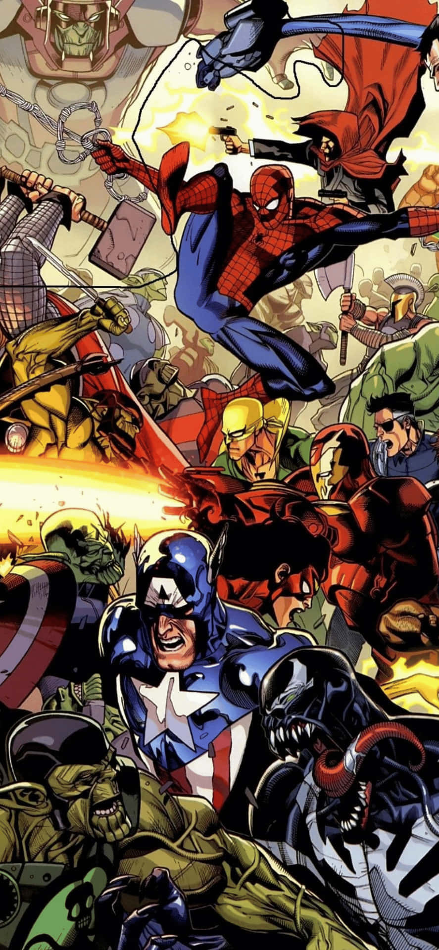 Iphonexs Max Bakgrund I Marvel-comicstil.
