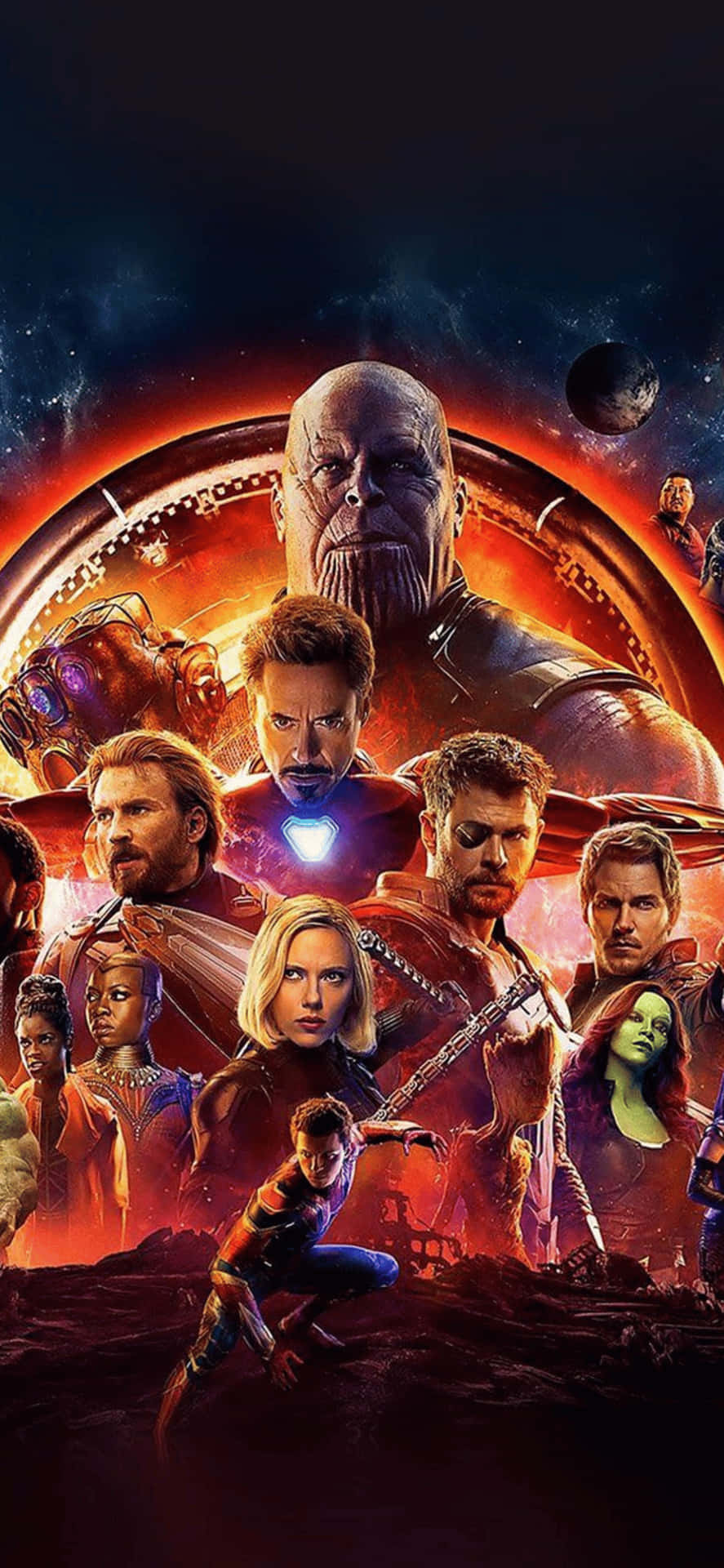 Iphonexs Max Bakgrund Med Marvel Avengers Infinity War Motiv.