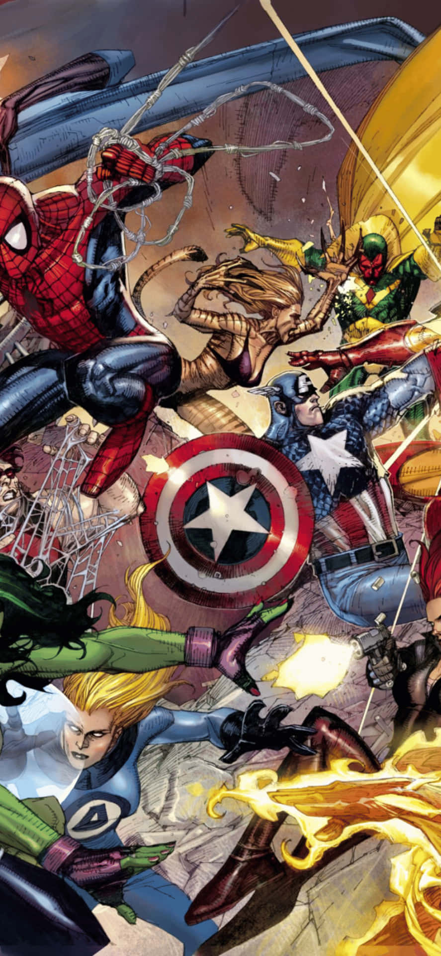 Sfondoclassico Dei Fumetti Marvel Per Iphone Xs Max.