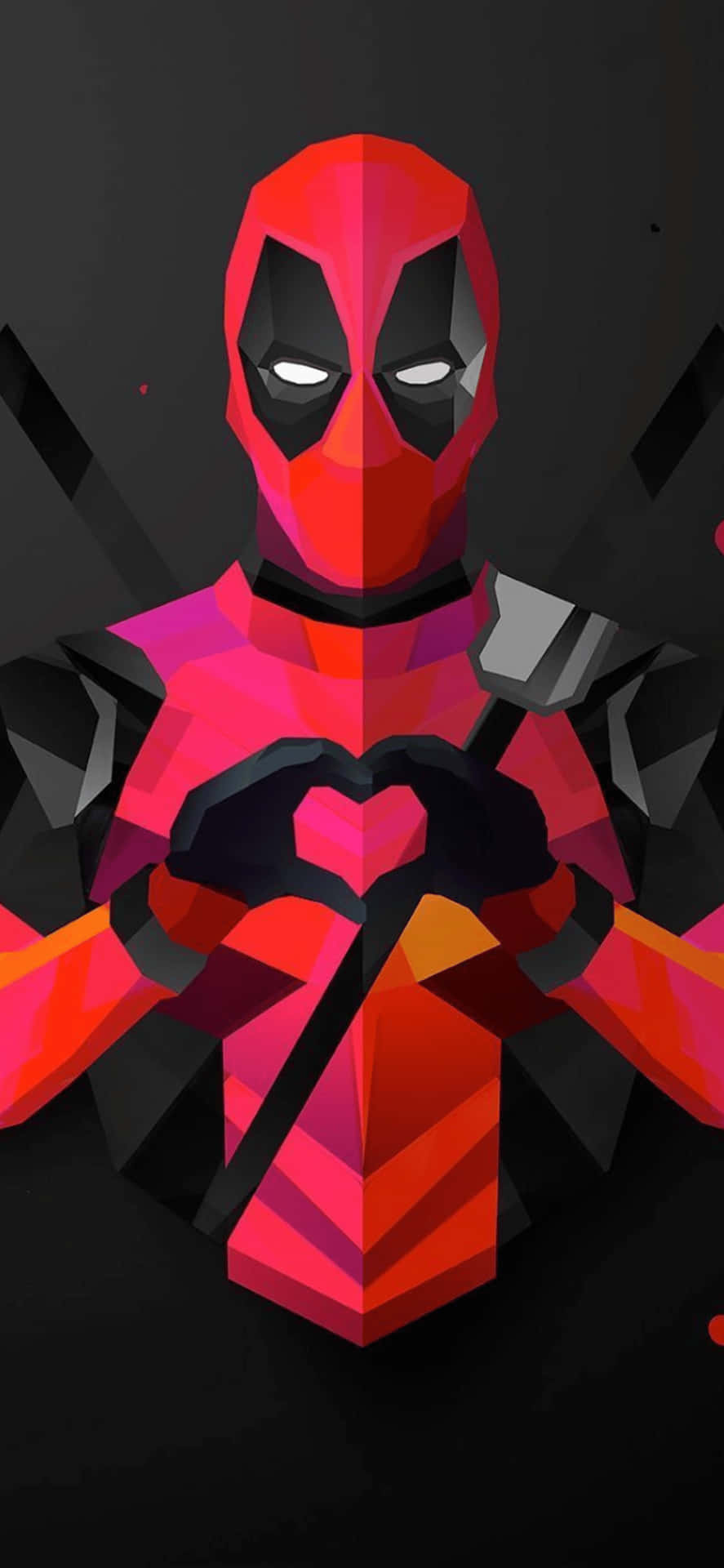 Iphonexs Max Marvel Deadpool Heart Hand Bakgrundsbild.