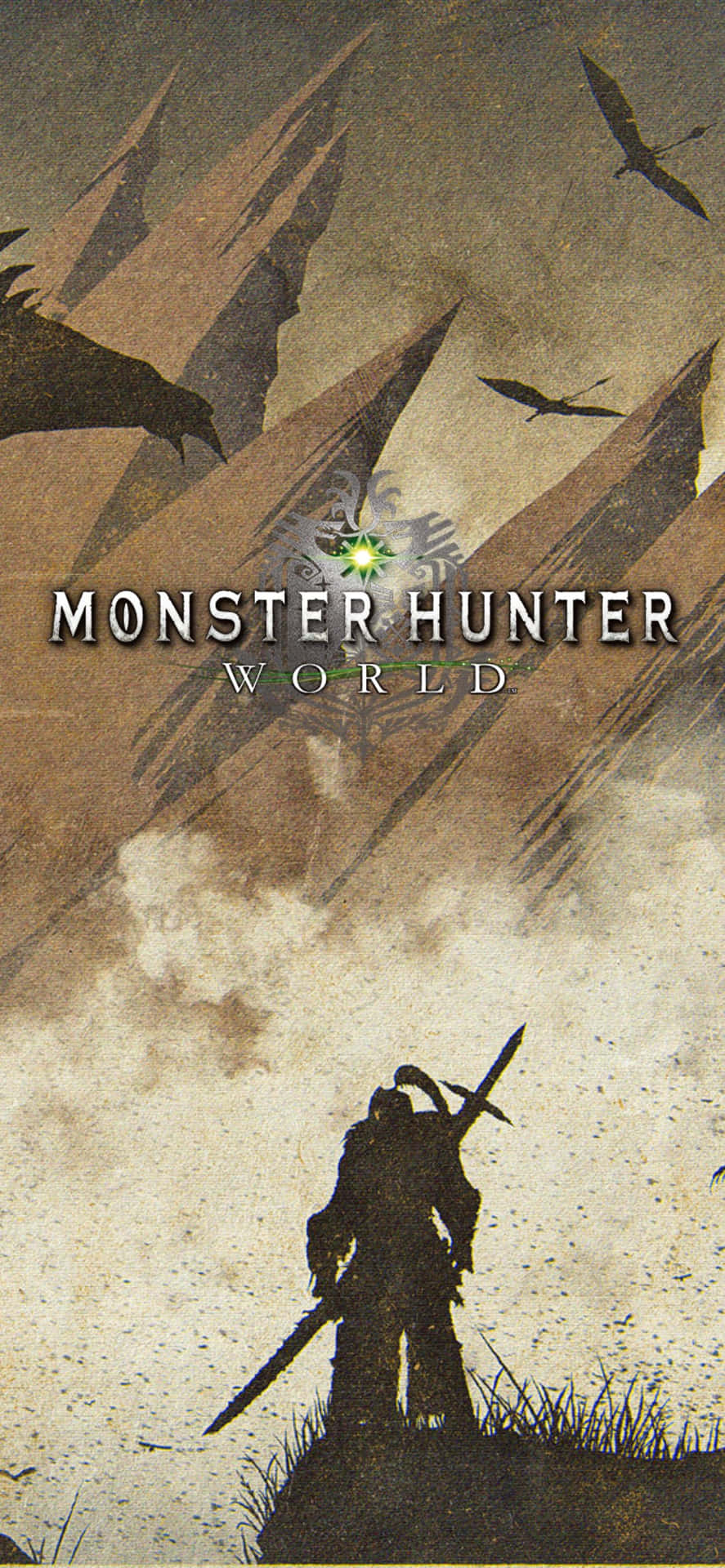 Iphonexs Max Bakgrundsbild Med Silhuett Av Monster Hunter World.