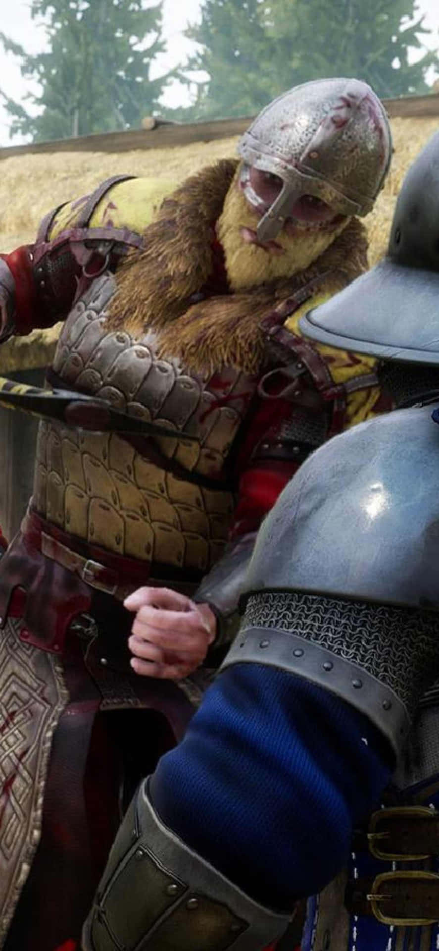 A Man In Armor Is Fighting Another Man