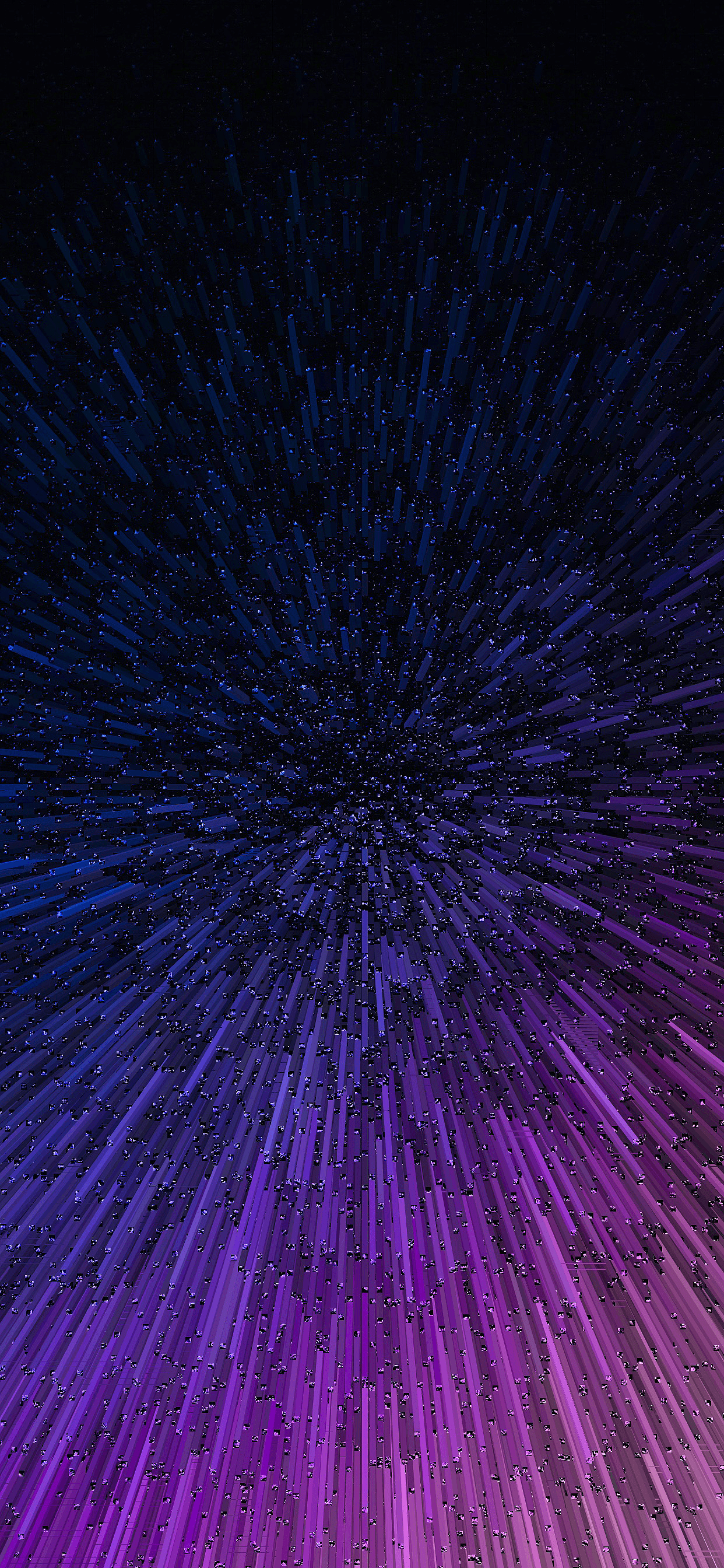 Introducing the iPhone Xs Max Oled - A Combination of Form and Function Background — A cosmic explosion of radiant purple and blue light streaks radiating outward from a central point against a dark void.