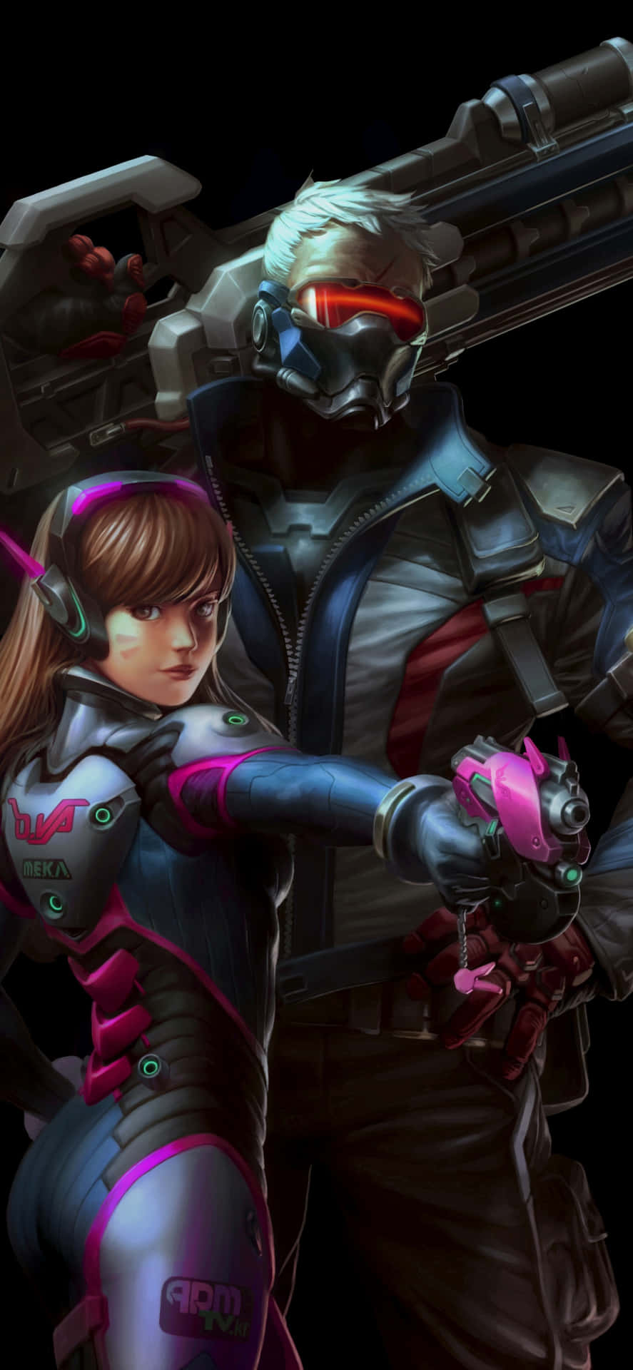 Iphone Xs Max Overwatch Background D.va With Soldier 76 Background