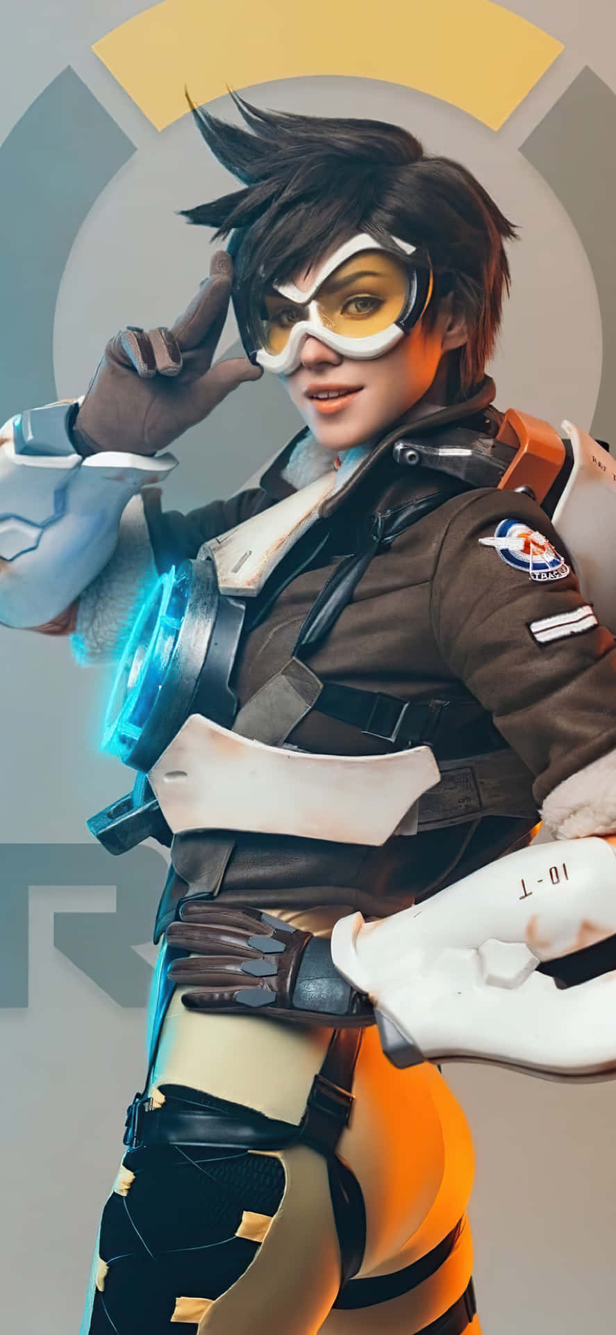 Iphone Xs Max Overwatch Background Tracer Turned To Face Camera Background