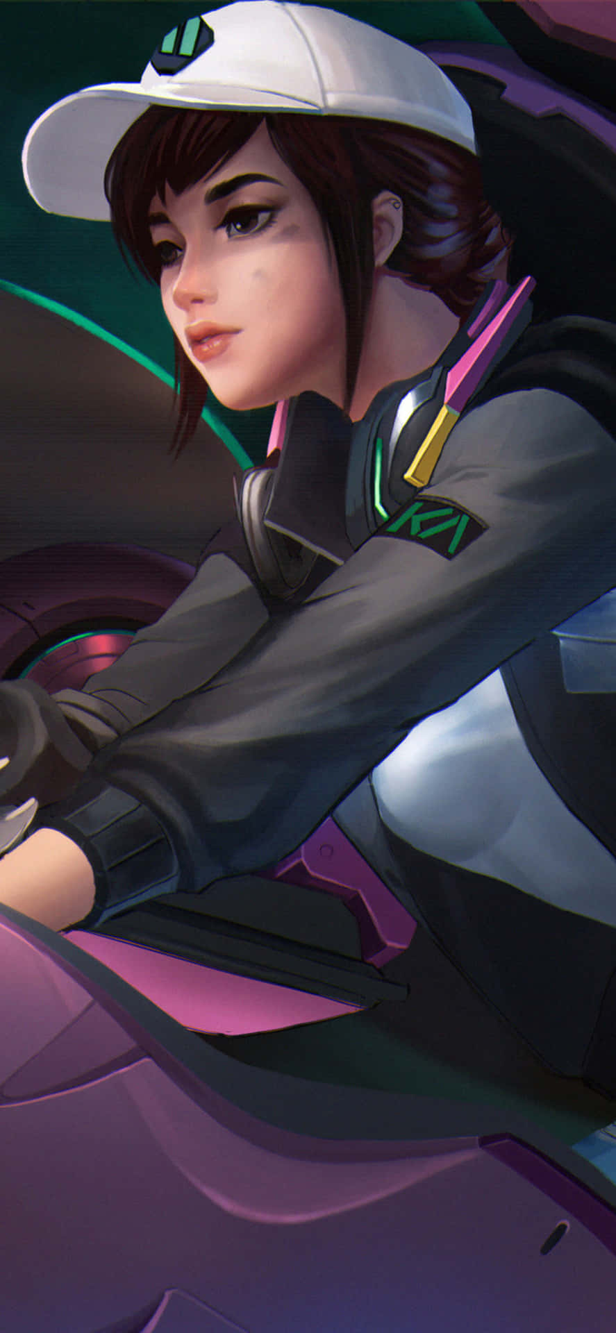 Iphone Xs Max Overwatch Background D.va Wearing A Cap Background