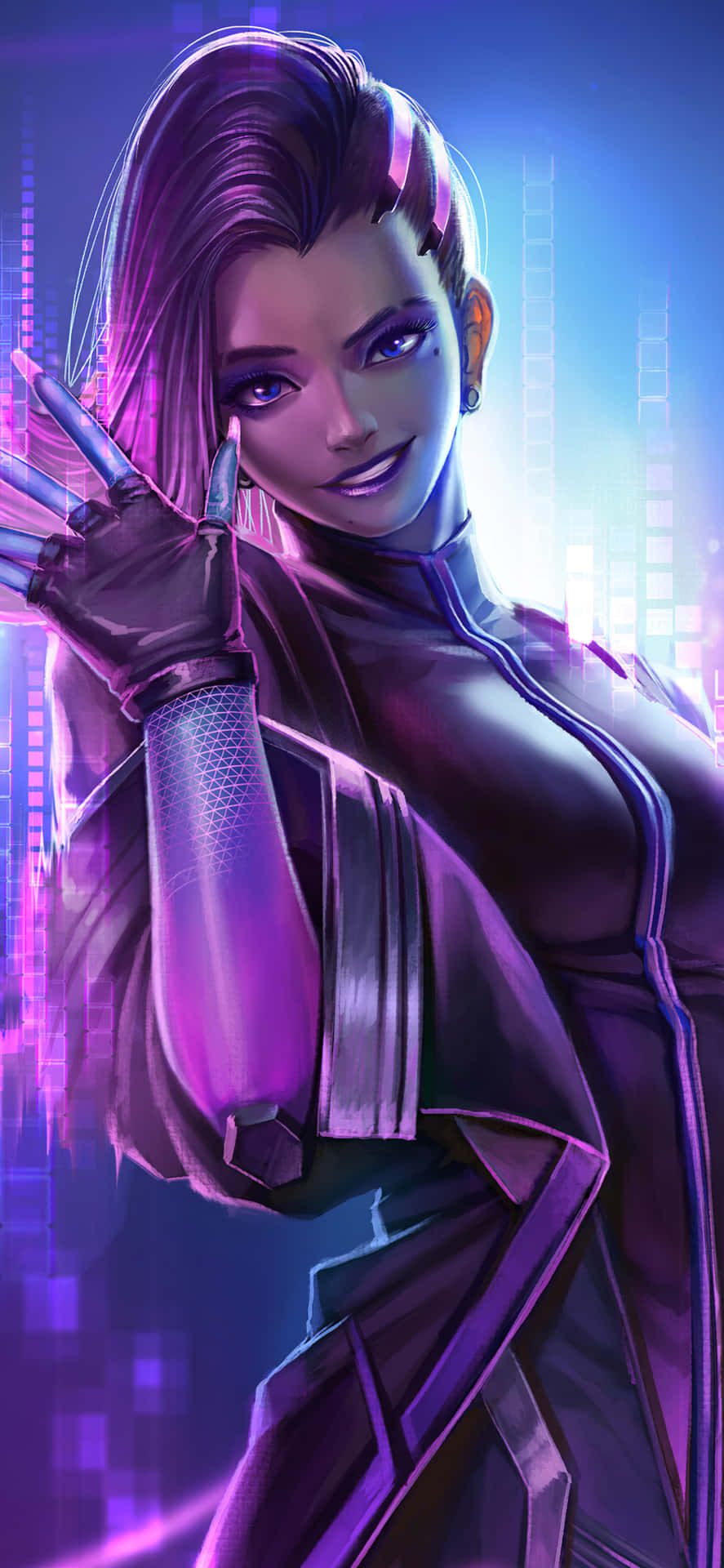 Iphone Xs Max Overwatch Background Sombra Waving Her Hand Background