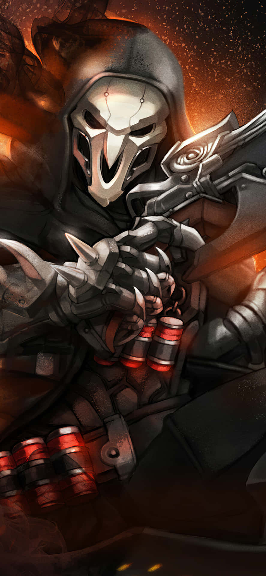 Iphone Xs Max Overwatch Background Reaper With His Guns Background