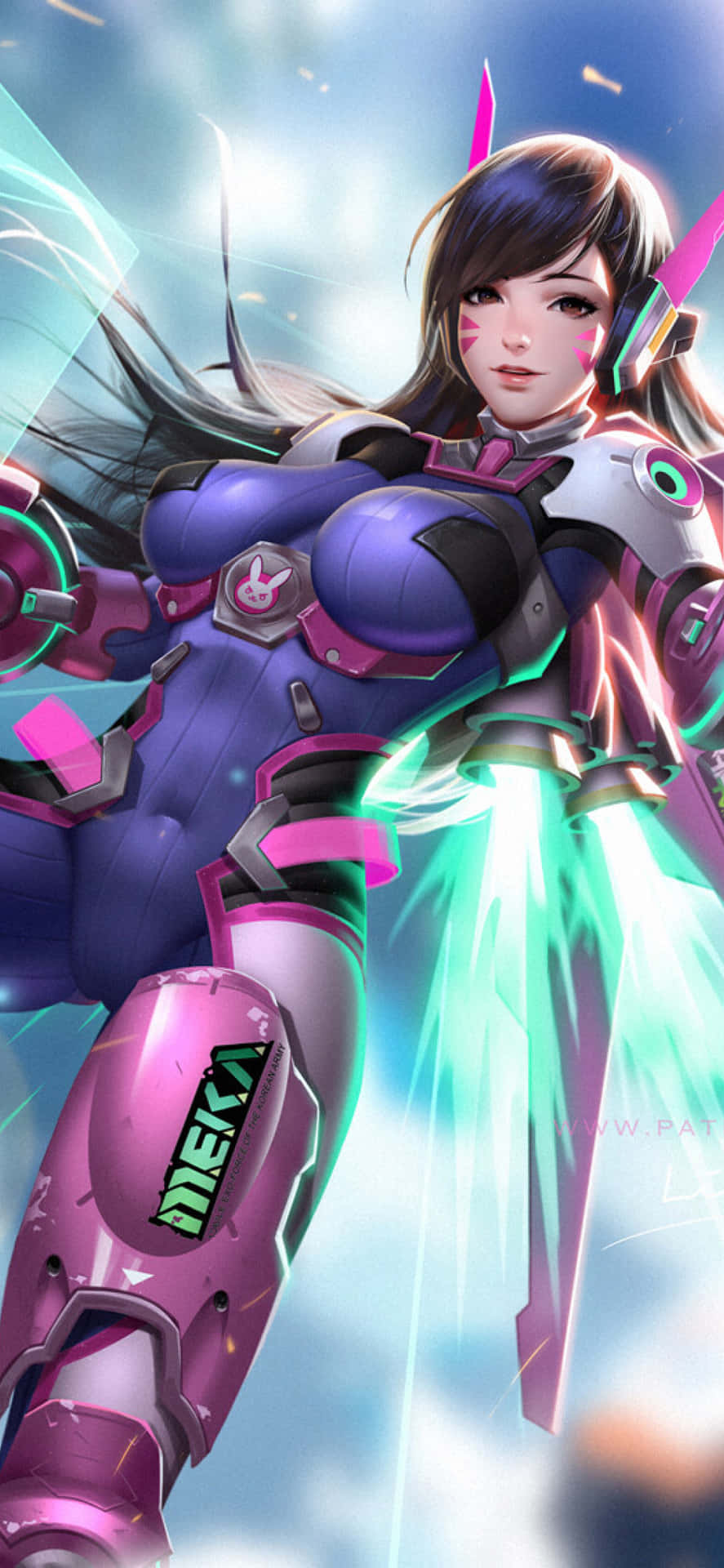 Iphone Xs Max Overwatch Background D.va With Wings Background