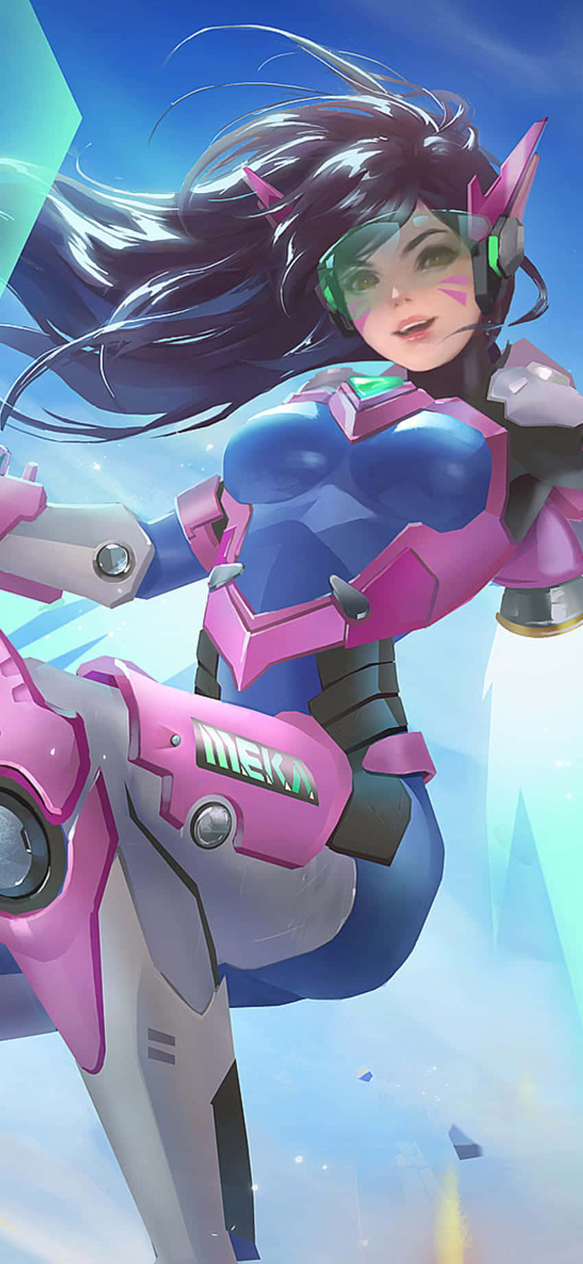 Iphone Xs Max Overwatch Background D.va Floating In The Air Background