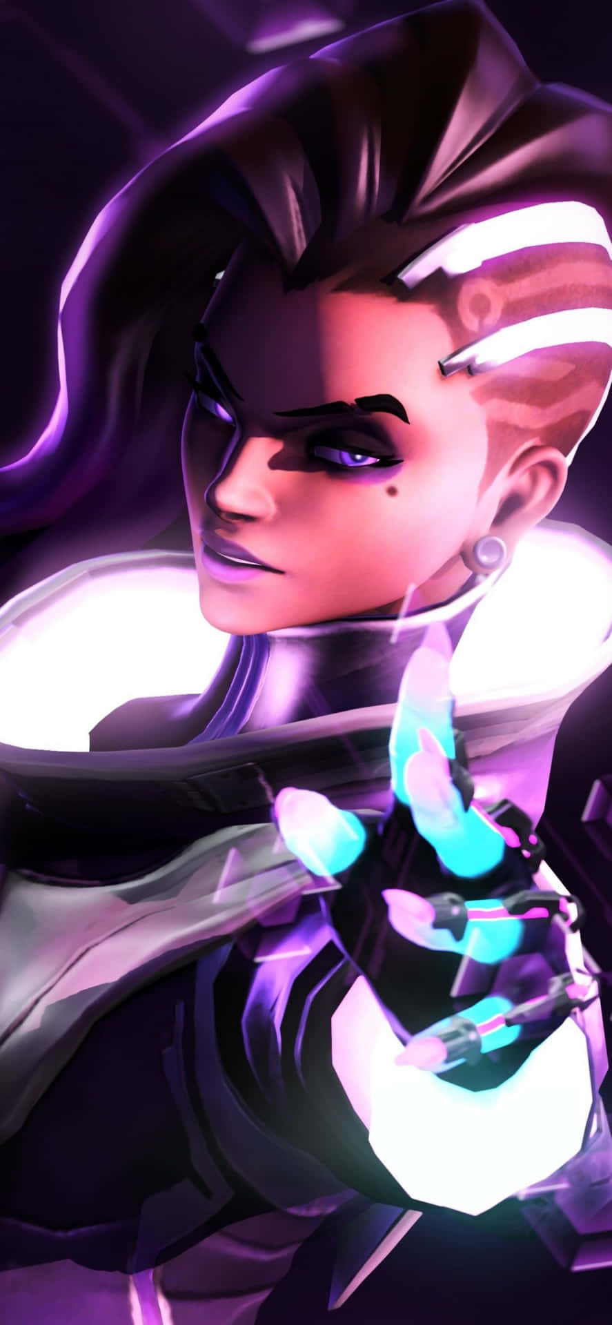 Iphone Xs Max Overwatch Background Sombra Pointing With Her Hand Background