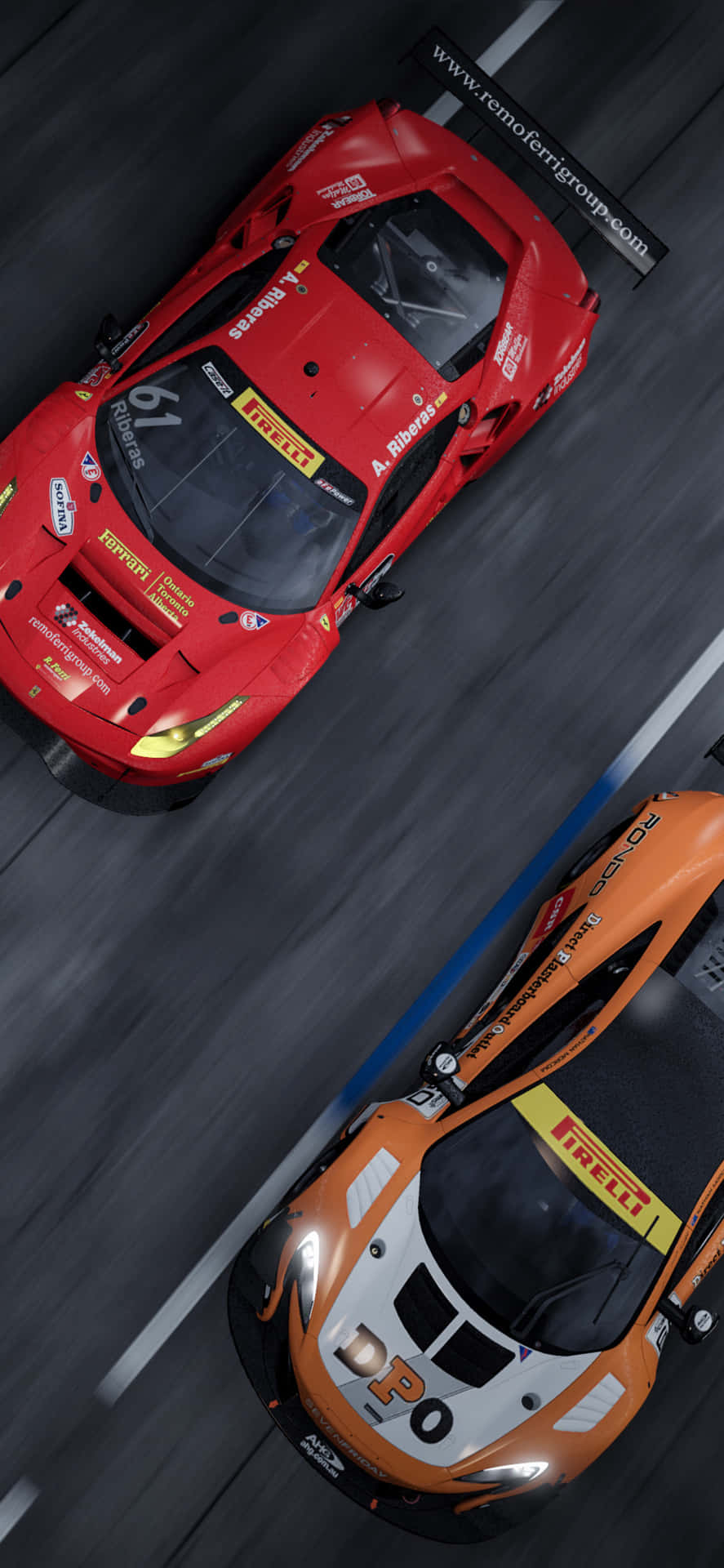 Iphonexs Max Projektbilar 2 Röd Och Orange Racingbilar Bakgrund