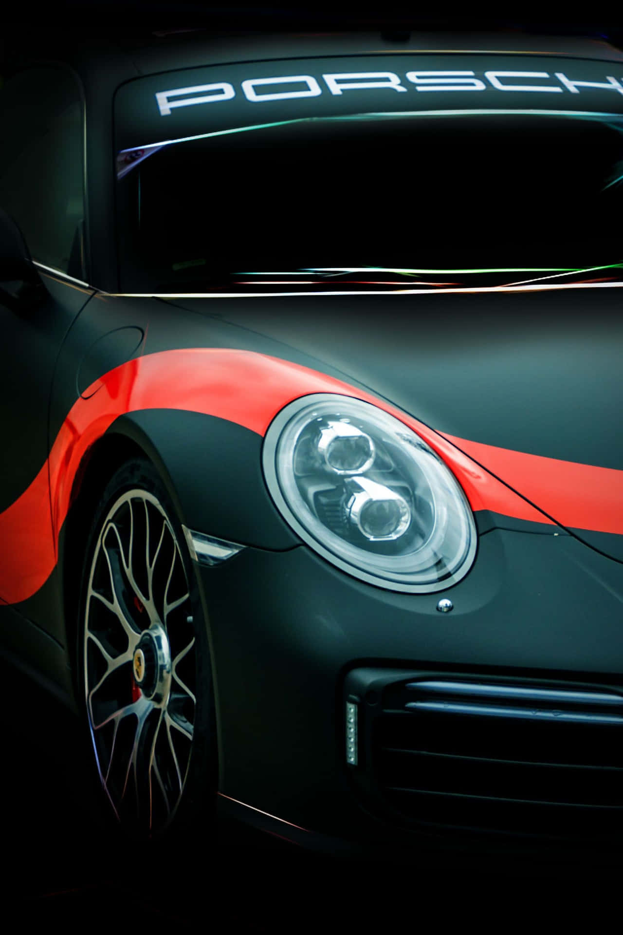 Iphonexs Max Projektbilar 2 Svart Med Röd Porsche 911 Bakgrund