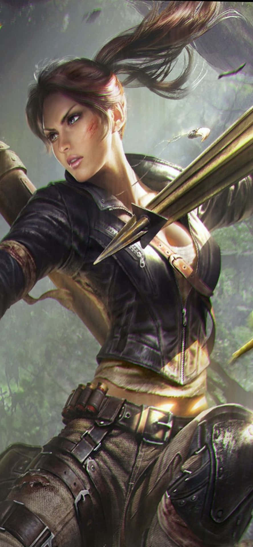 A Woman Holding A Sword In The Jungle