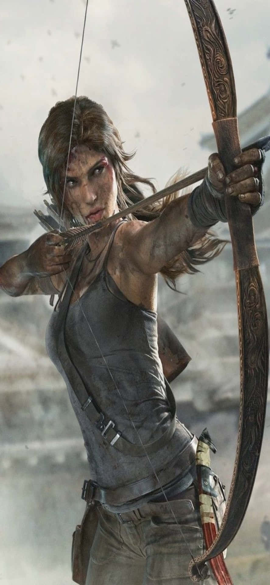 The Tomb Raider Is Holding A Bow And Arrow
