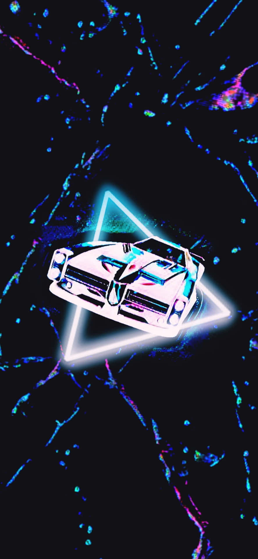 a neon car on a black background