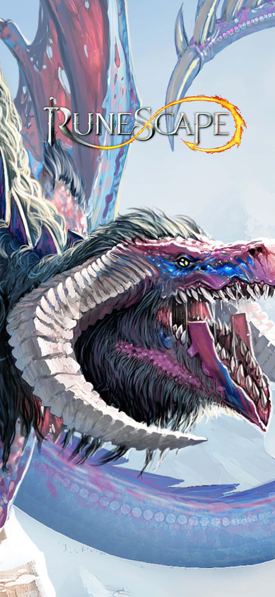 A Dragon With A Blue And Pink Tail