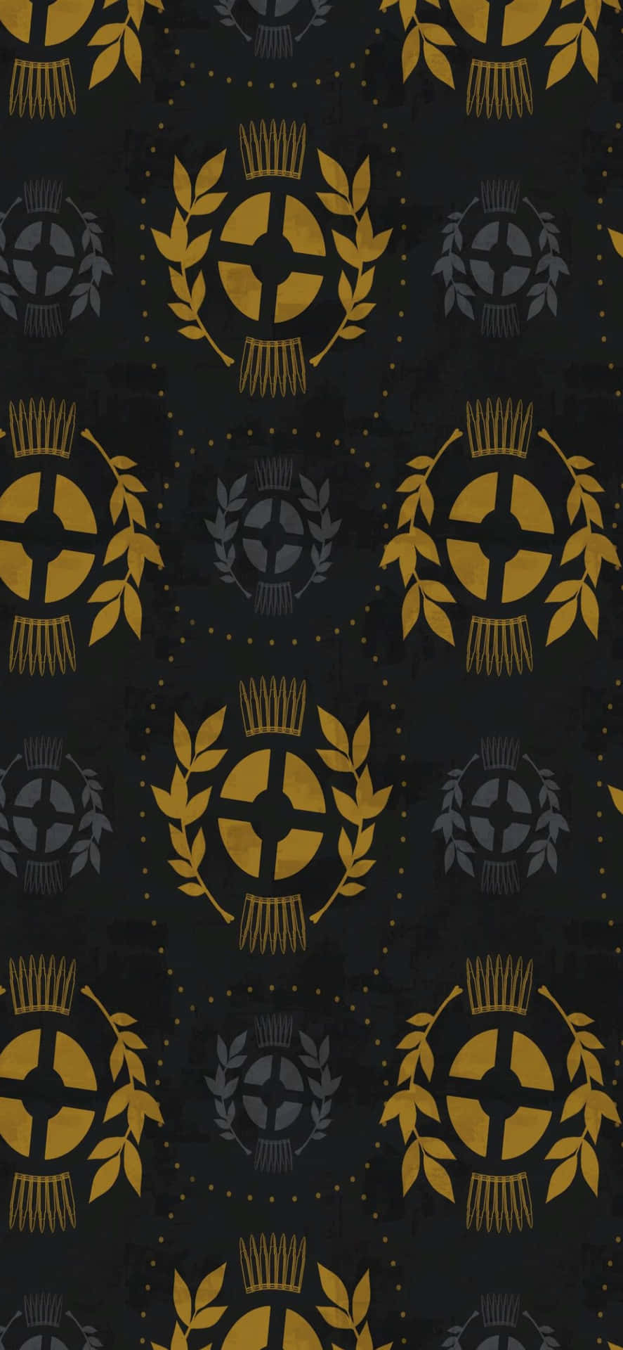 a black and gold pattern with leaves and leaves