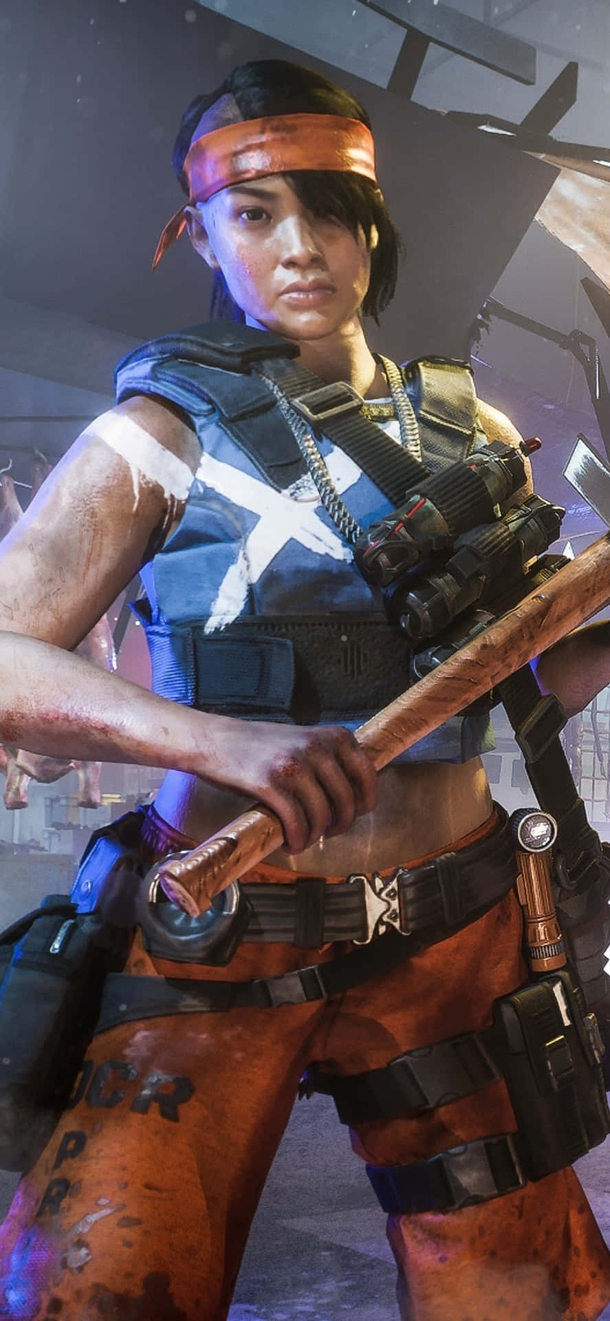 A Woman Holding An Axe In A Video Game