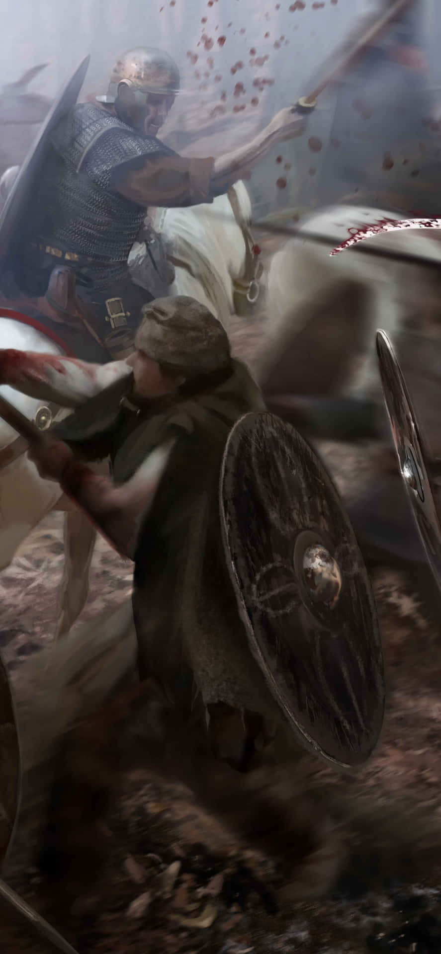 Iphonexs Max Bakgrundsbild Med Illustration Av Total War Attila Savage Warrior.