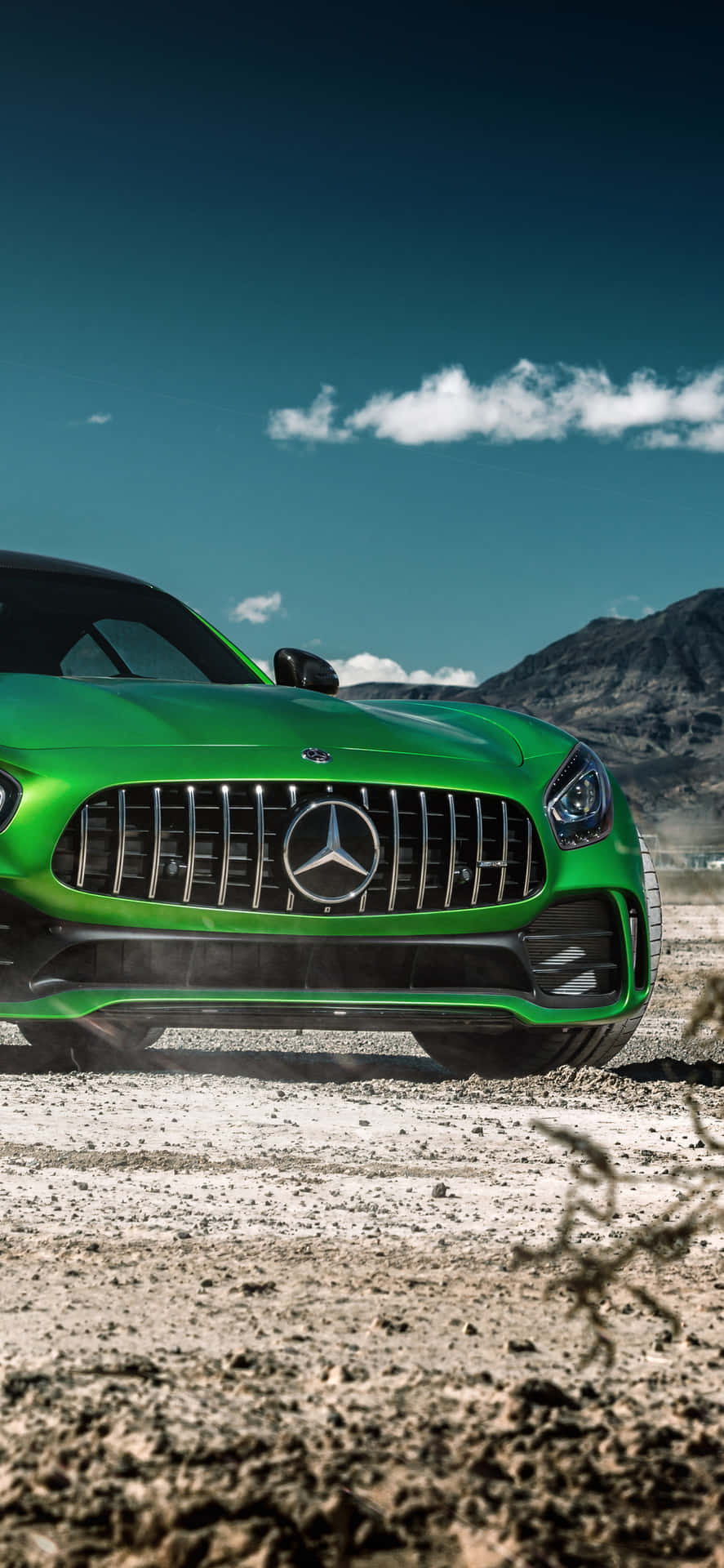 Green Iphone Xs Mercedes Amg Background Near Mountains
