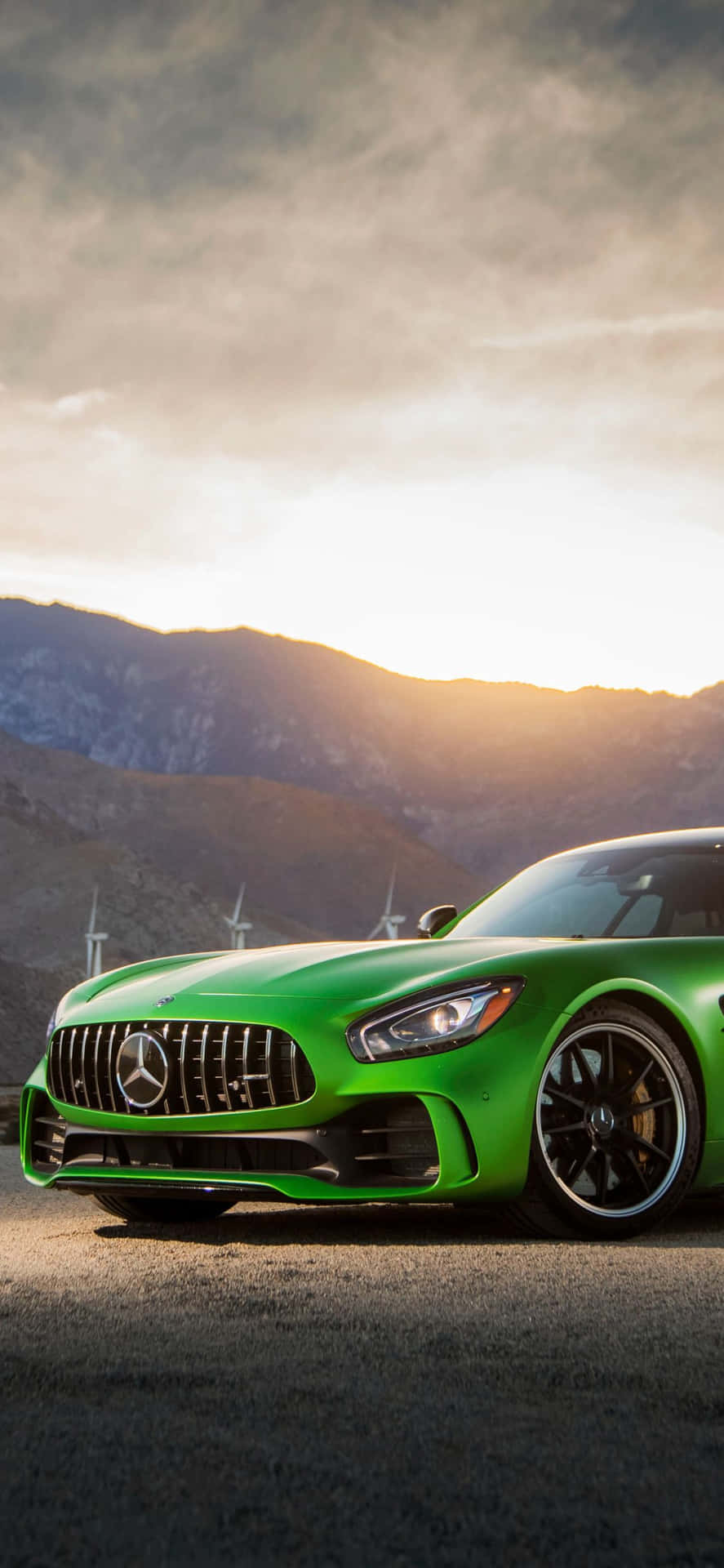 Green Iphone Xs Mercedes Amg Background During Sunset